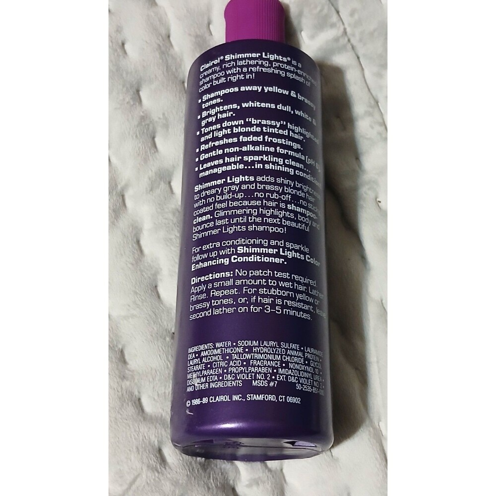 Vintage 1980s Clairol Shimmer Lights Purple Shampoo Lot 3 Bottles Movie Set Prop - Picture 4 of 9